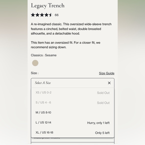 ADAY Legacy Trench in Sesame - Picture 15 of 17